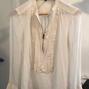 White zipper blouse
